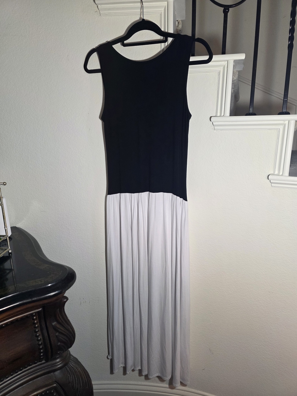 See You Monday | Drop Waist | Black & White Color Block Maxi Dress – Size L